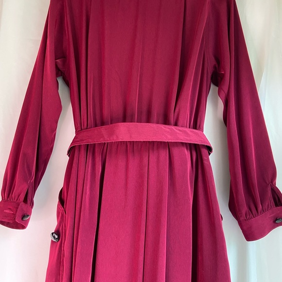 Leslie Faye vintaged cranberry red belted midi dress SZ 10 - Picture 6 of 10